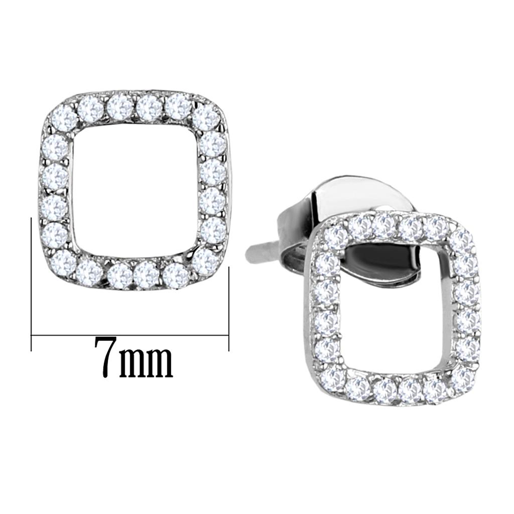 TS445 - Rhodium 925 Sterling Silver Earrings with AAA Grade CZ in Clear