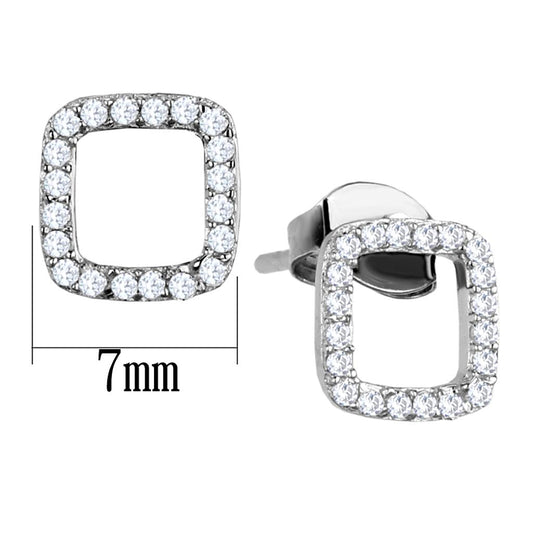 TS445 - Rhodium 925 Sterling Silver Earrings with AAA Grade CZ in Clear