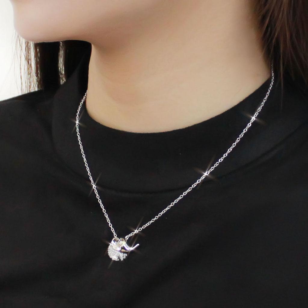 TS450 - Rhodium 925 Sterling Silver Chain Pendant with AAA Grade CZ in Topaz