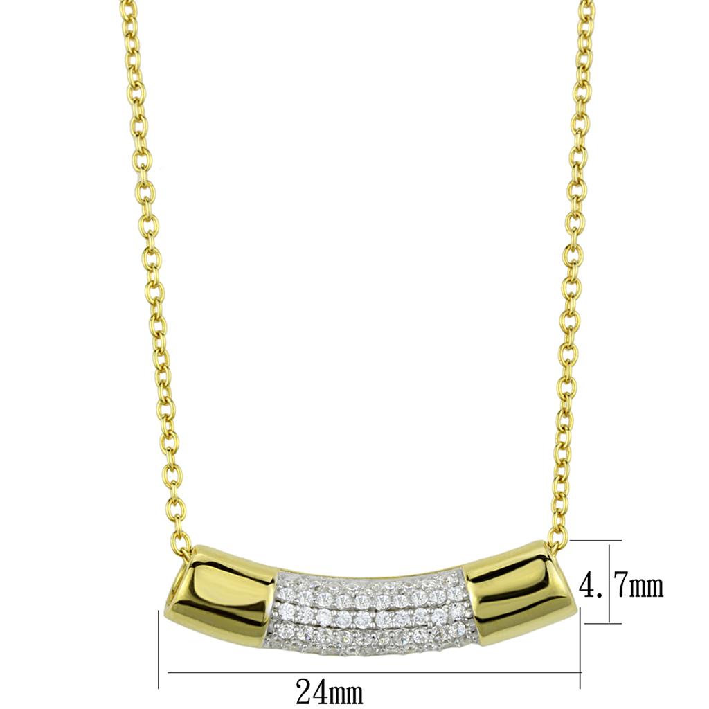 TS452 - Gold+Rhodium 925 Sterling Silver Chain Pendant with AAA Grade CZ in Clear