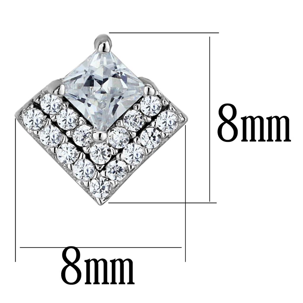 TS493 - Rhodium 925 Sterling Silver Earrings with AAA Grade CZ in Clear