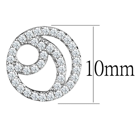 TS511 - Rhodium 925 Sterling Silver Earrings with AAA Grade CZ in Clear