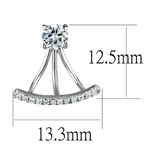 TS512 - Rhodium 925 Sterling Silver Earrings with AAA Grade CZ in Clear
