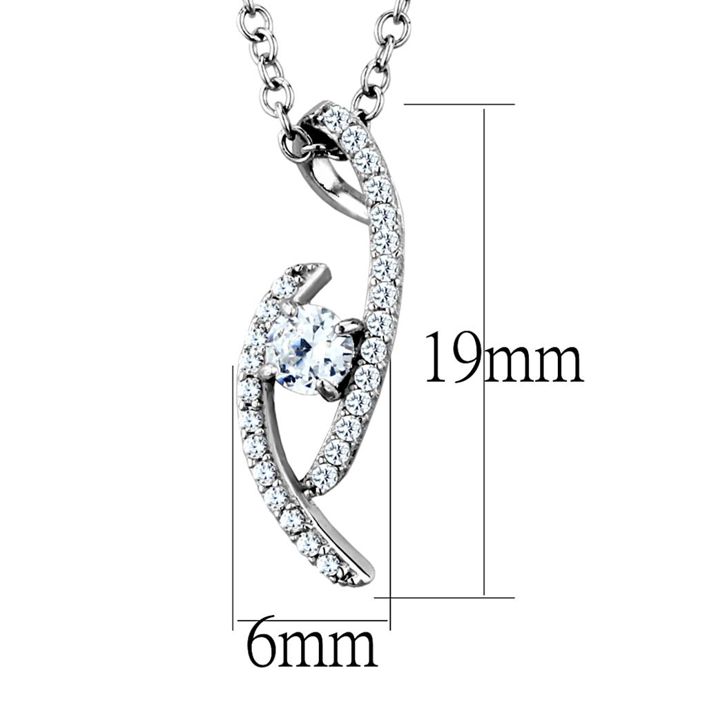 TS515 - Rhodium 925 Sterling Silver Necklace with AAA Grade CZ in Clear