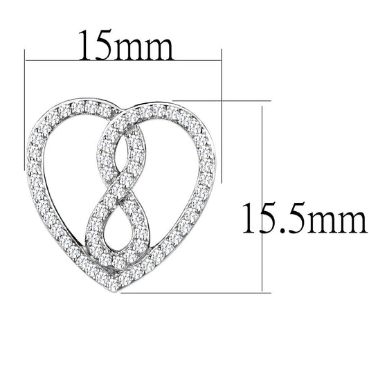 TS549 - Rhodium 925 Sterling Silver Earrings with AAA Grade CZ in Clear