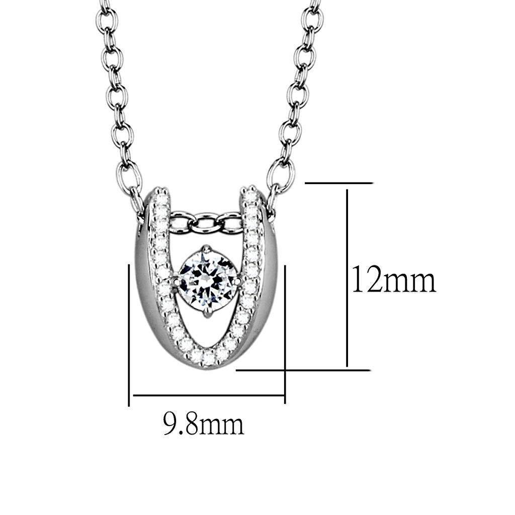 TS572 - Rhodium 925 Sterling Silver Necklace with AAA Grade CZ in Clear