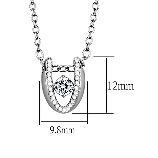 TS572 - Rhodium 925 Sterling Silver Necklace with AAA Grade CZ in Clear