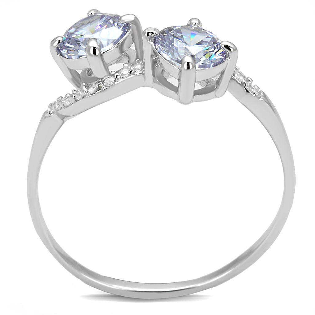 TS577 - Rhodium 925 Sterling Silver Ring with AAA Grade CZ in Light Amethyst