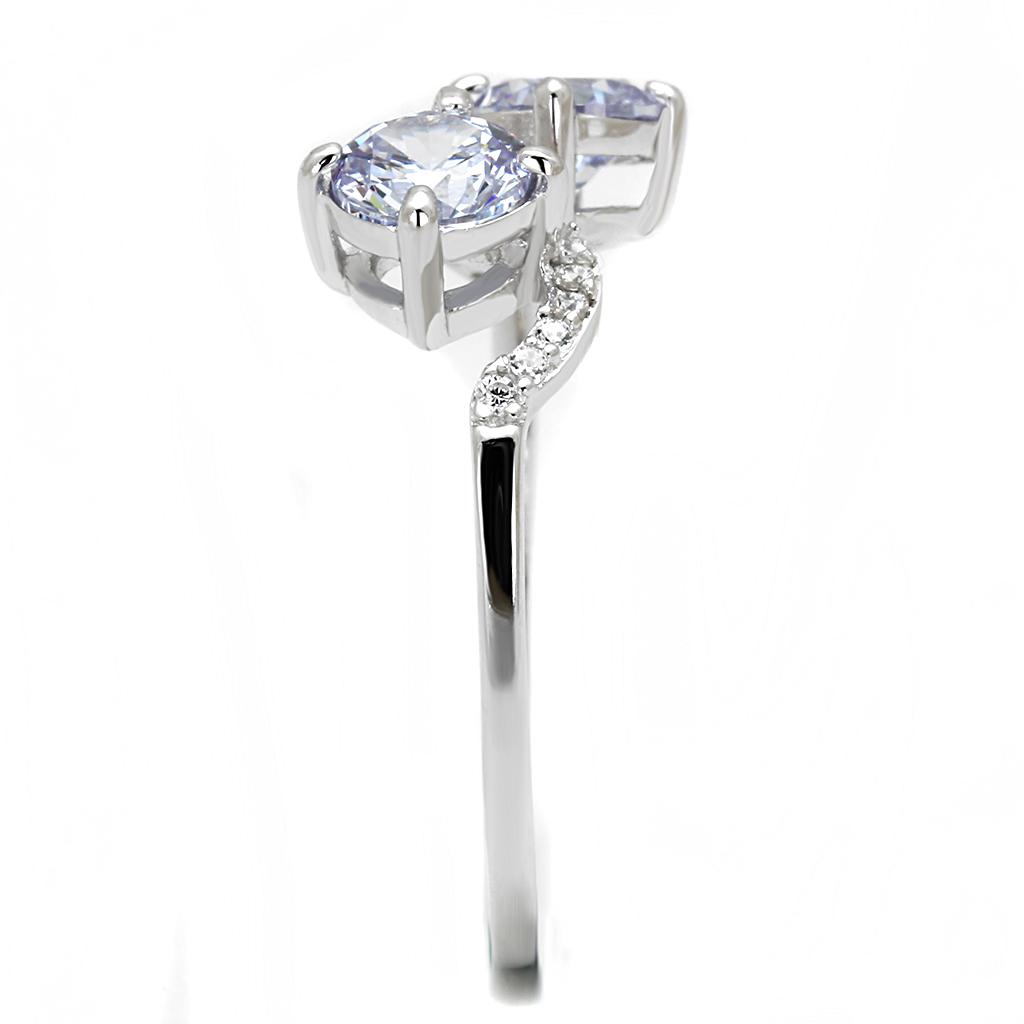 TS577 - Rhodium 925 Sterling Silver Ring with AAA Grade CZ in Light Amethyst