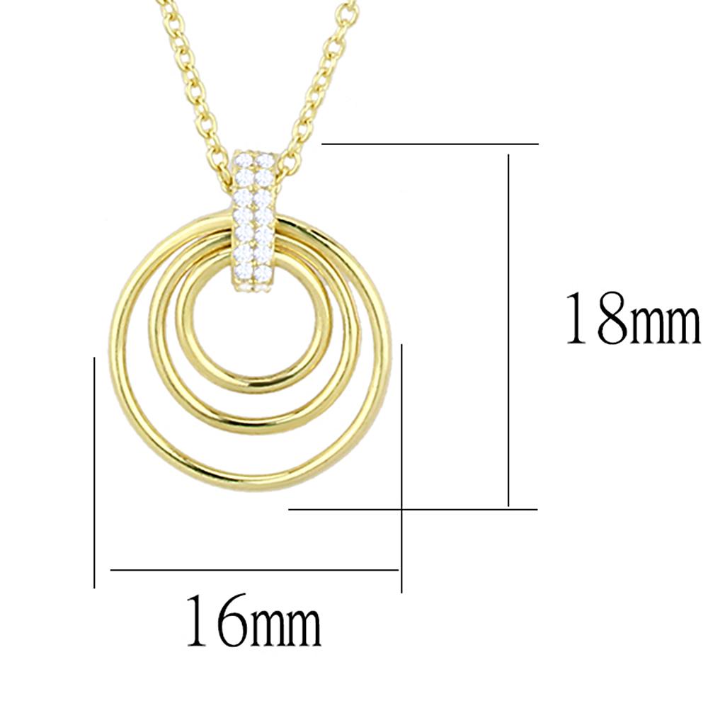 TS601 - Gold 925 Sterling Silver Necklace with AAA Grade CZ in Clear
