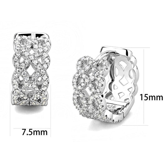 TS616 - Rhodium 925 Sterling Silver Earrings with AAA Grade CZ in Clear