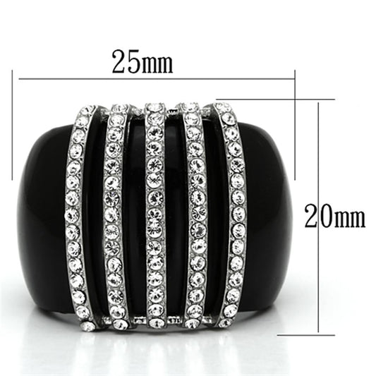 VL099 - High polished (no plating) Stainless Steel Ring with Top Grade Crystal in Clear
