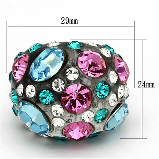 VL103 - Resin Ring with Top Grade Crystal in Multi Color