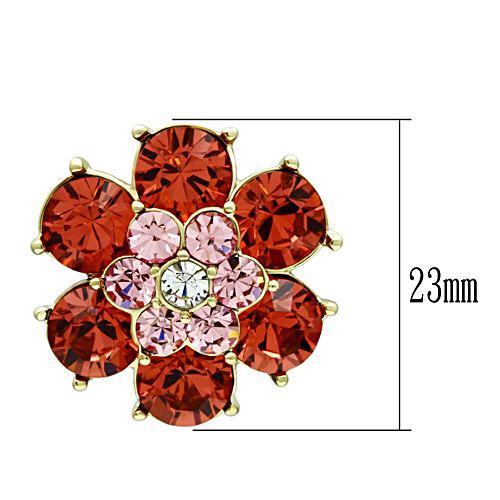 GL252 - IP Gold(Ion Plating) Brass Earrings with Top Grade Crystal in Multi Color