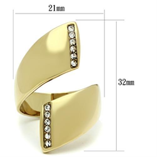 GL292 - IP Gold(Ion Plating) Brass Ring with Top Grade Crystal in Clear