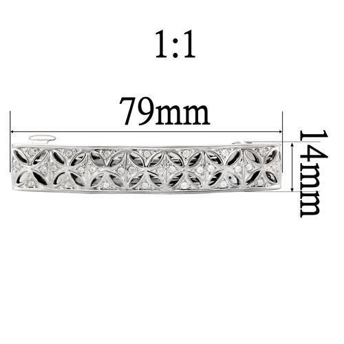 LO1428 - Rhodium White Metal Tiaras & Hair Clip with Top Grade Crystal in Clear