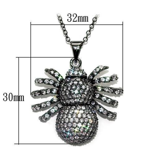 LO1578 - Ruthenium Brass Chain Pendant with AAA Grade CZ in Clear