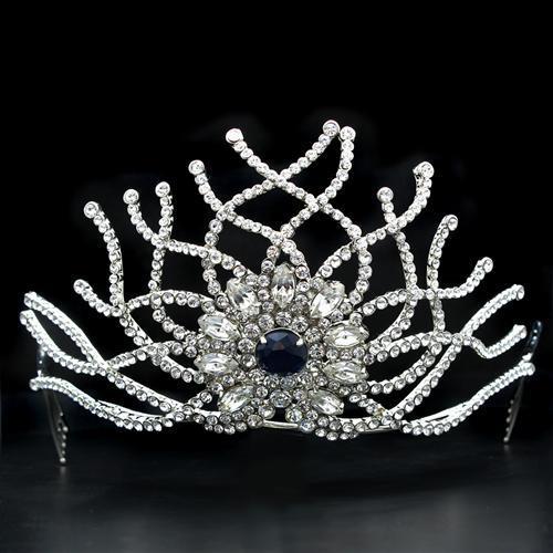 LO2111 - Imitation Rhodium Brass Tiaras & Hair Clip with Top Grade Crystal in Montana