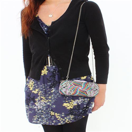 LO2365 - Imitation Rhodium White Metal Clutch with Top Grade Crystal in Multi Color