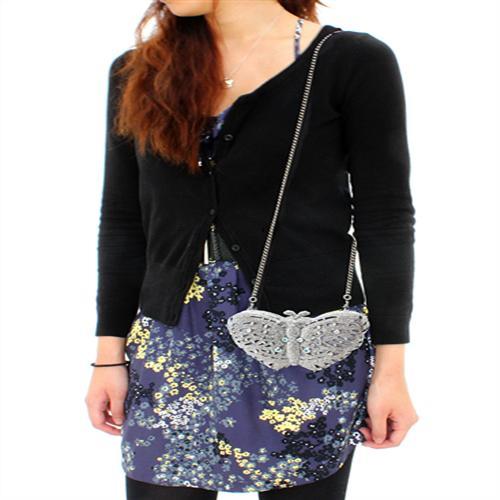LO2366 - Imitation Rhodium White Metal Clutch with Top Grade Crystal in White