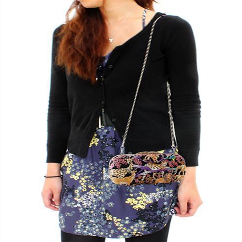LO2373 - Gold White Metal Clutch with Top Grade Crystal in Multi Color