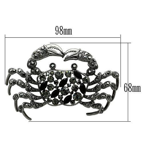 LO2392 - Imitation Rhodium White Metal Brooches with Top Grade Crystal in Jet