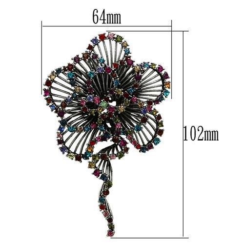 LO2395 - Imitation Rhodium White Metal Brooches with Top Grade Crystal in Multi Color