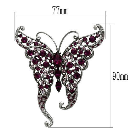 LO2396 - Imitation Rhodium White Metal Brooches with Top Grade Crystal in Multi Color