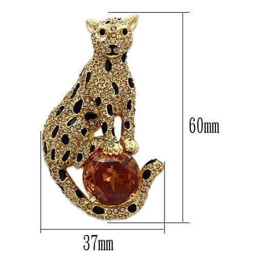 LO2399 - Gold White Metal Brooches with AAA Grade CZ in Champagne