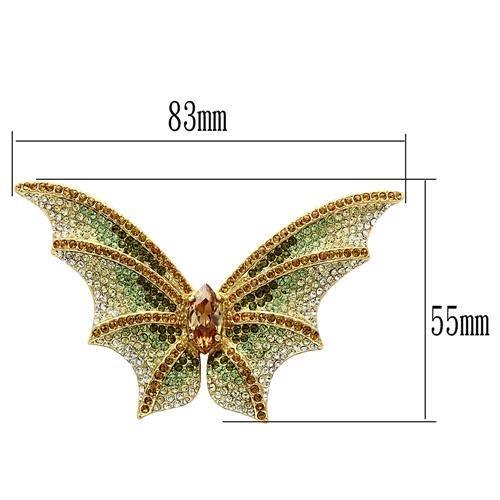 LO2400 - Gold White Metal Brooches with Top Grade Crystal in Multi Color