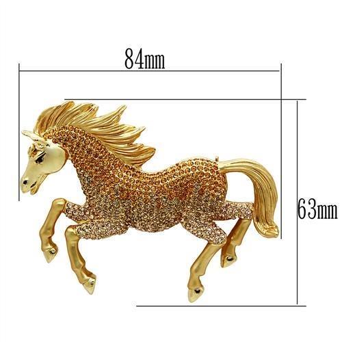 LO2404 - Matte Gold & Gold White Metal Brooches with Top Grade Crystal in Multi Color
