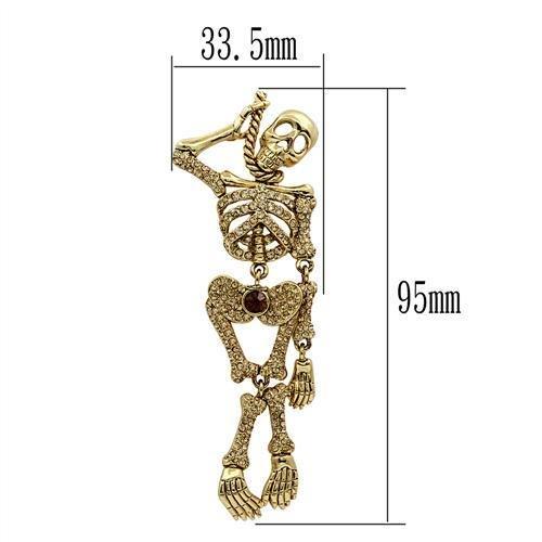 LO2409 - Gold White Metal Brooches with Top Grade Crystal in Multi Color