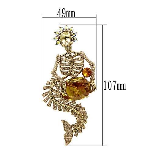 LO2411 - Gold White Metal Brooches with AAA Grade CZ in Topaz
