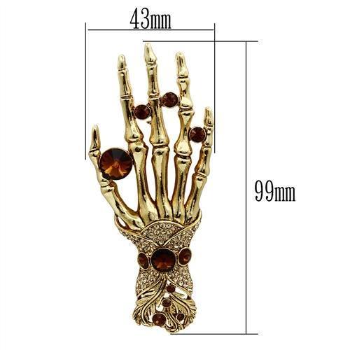 LO2418 - Gold White Metal Brooches with Top Grade Crystal in Multi Color