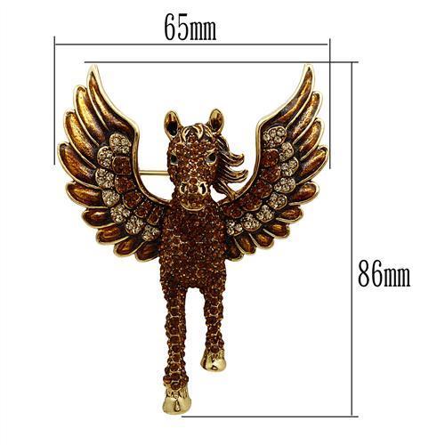 LO2421 - Gold White Metal Brooches with Top Grade Crystal in Multi Color