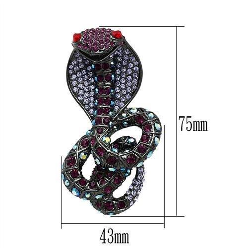 LO2422 - Ruthenium White Metal Brooches with Top Grade Crystal in Multi Color