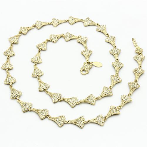 LO2625 - Gold Brass Necklace with Top Grade Crystal in Clear