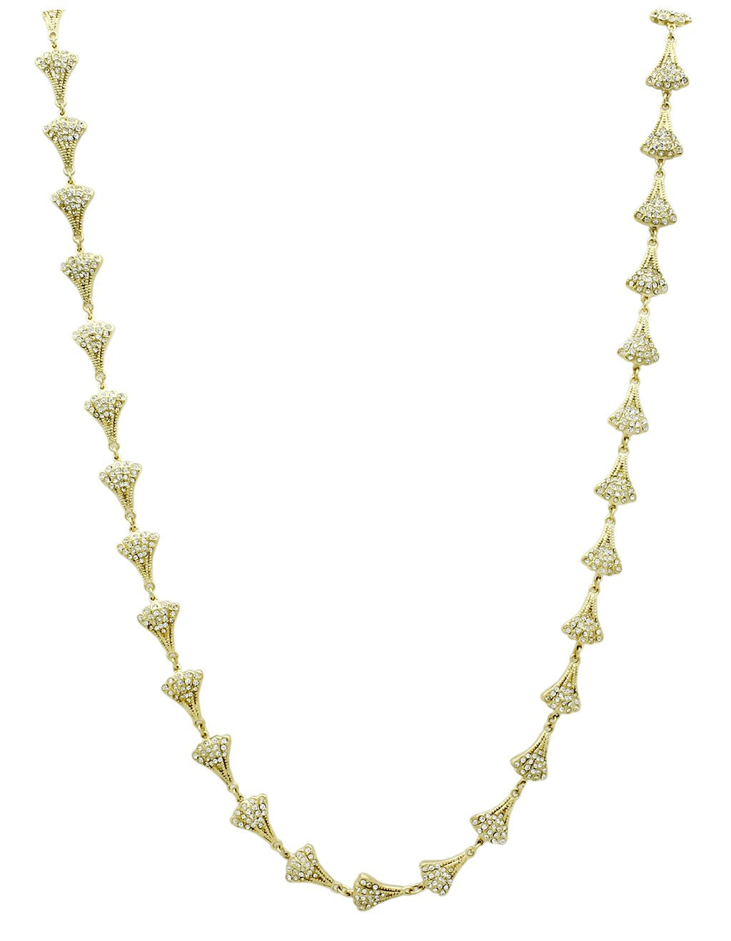 LO2625 - Gold Brass Necklace with Top Grade Crystal in Clear