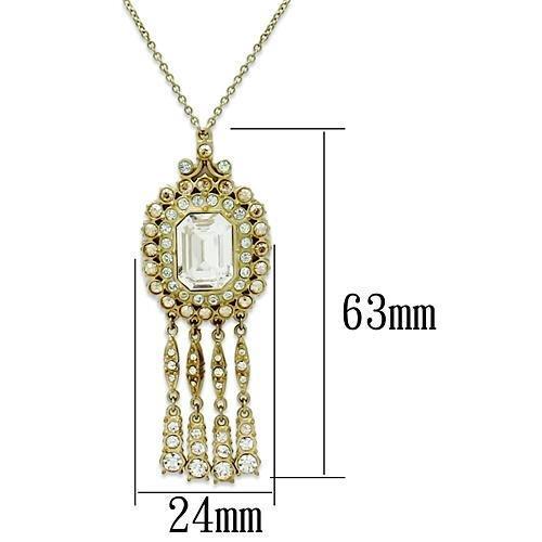LO2626 - Gold Brass Necklace with Top Grade Crystal in Clear