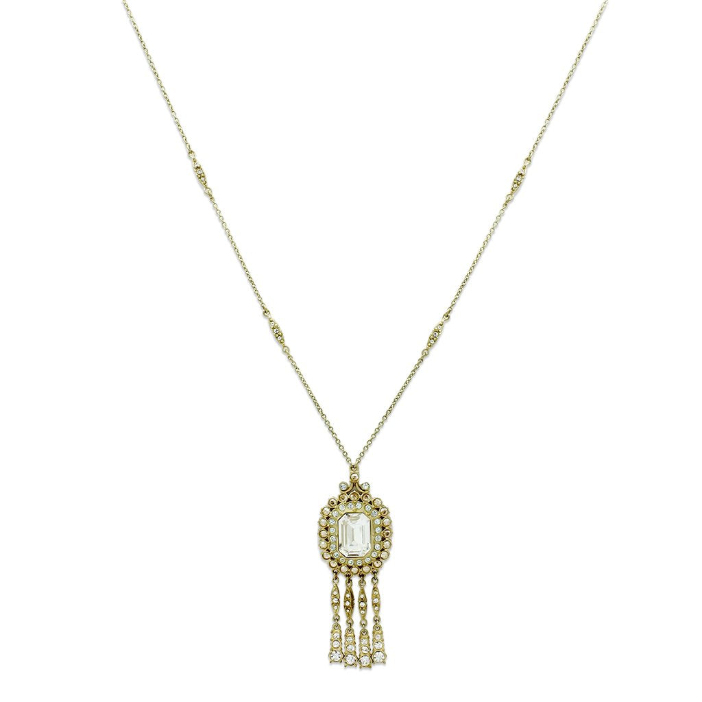 LO2626 - Gold Brass Necklace with Top Grade Crystal in Clear