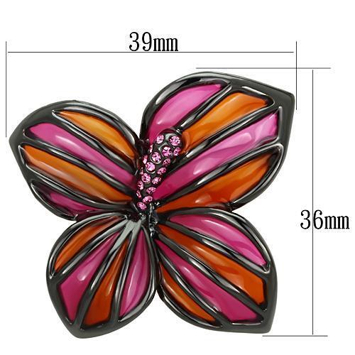 LO2766 - Ruthenium White Metal Brooches with Top Grade Crystal in Rose