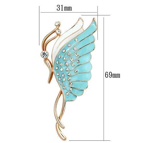 LO2772 - Flash Rose Gold White Metal Brooches with Top Grade Crystal in Clear