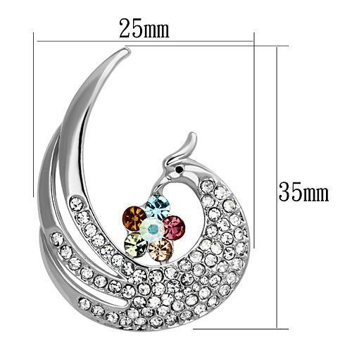 LO2773 - Imitation Rhodium White Metal Brooches with Top Grade Crystal in Multi Color