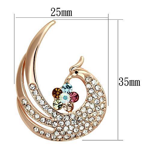 LO2774 - Flash Rose Gold White Metal Brooches with Top Grade Crystal in Multi Color