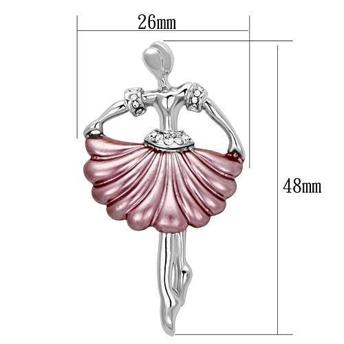 LO2779 - Imitation Rhodium White Metal Brooches with Top Grade Crystal in Clear