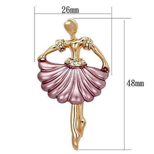 LO2780 - Flash Rose Gold White Metal Brooches with Top Grade Crystal in Clear
