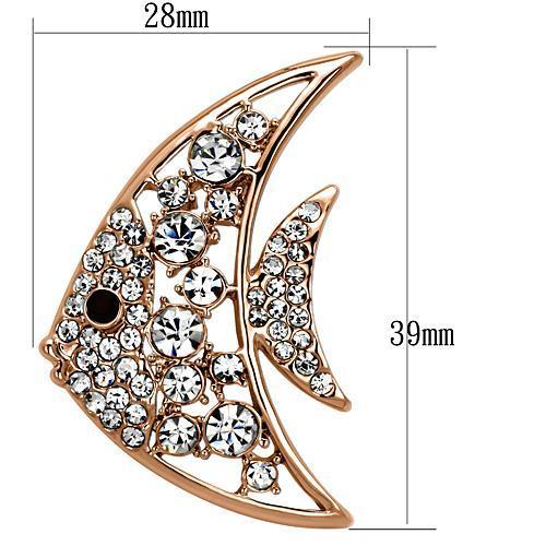 LO2787 - Flash Rose Gold White Metal Brooches with Top Grade Crystal in Clear