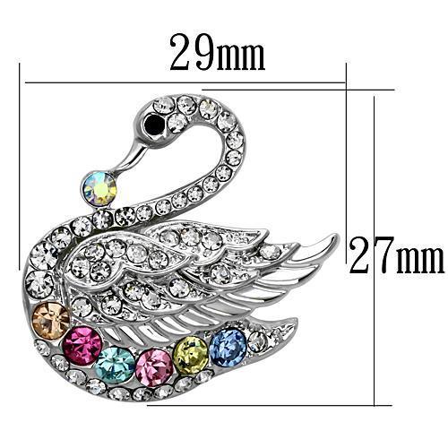LO2788 - Imitation Rhodium White Metal Brooches with Top Grade Crystal in Multi Color