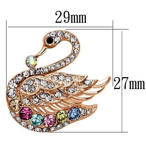 LO2789 - Flash Rose Gold White Metal Brooches with Top Grade Crystal in Multi Color