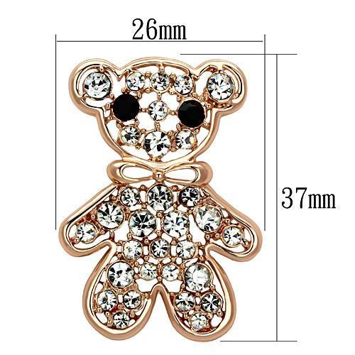 LO2792 - Flash Rose Gold White Metal Brooches with Top Grade Crystal in Clear